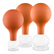 Pulox Schröpfgläser aus Echtglas mit Saugball - Set Trio klein in Braun: 25mm, 32mm, 40mm 3 St