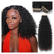 Tape Extensions Echthaar Schwarz Kinky 1B# 14zoll-35.5cm(60e 1 St