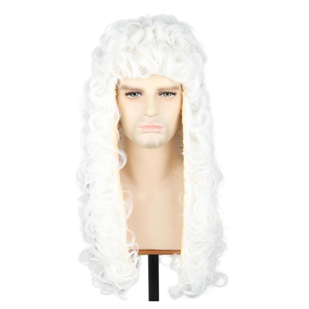 Perücke Herren Barock Rokoko Marquis Zopf lockig blond Weiß- 1 St