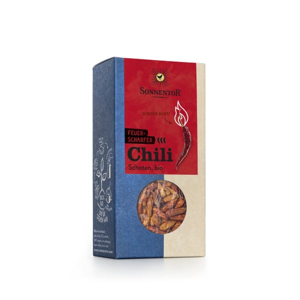 Chili feuerscharf Schoten ganz bio 25 g – Intensives Bio-Gewürz für feurige Speisen