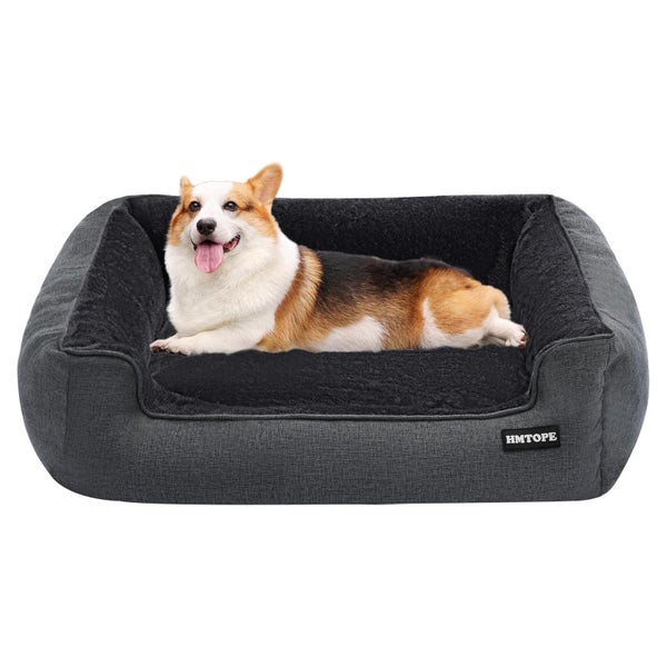 Hundebett Hundesofa Hundekissen L 90 x B 75 x H 25 cm Dunkel 1 St