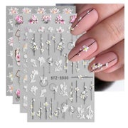 Nagelsticker 3D Blumen selbstklebend Frühling Nageldesign 4 1 St