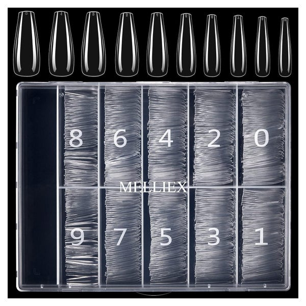 Nageltips 500 Acryl Ballerina Coffin Vollabdeckung Damen Tra 1 St