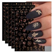 Nagelsticker 12 Blatt selbstklebend Frühling Blumen Gold Nag 1 St