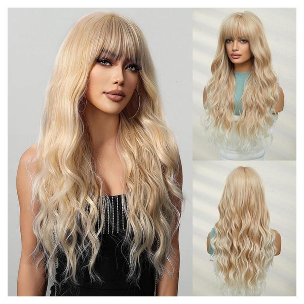 Lange Gewellte Blonde Synthetische Perücke für Frauen Hitzeb 1 St