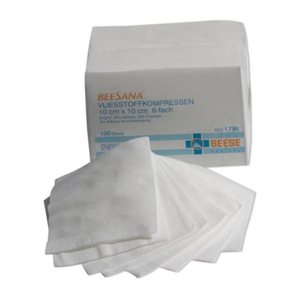 Beese Medical unsterile Vliesstoffkompressen 4- lagig 100 Stück - 10 x 10 cm 100 St