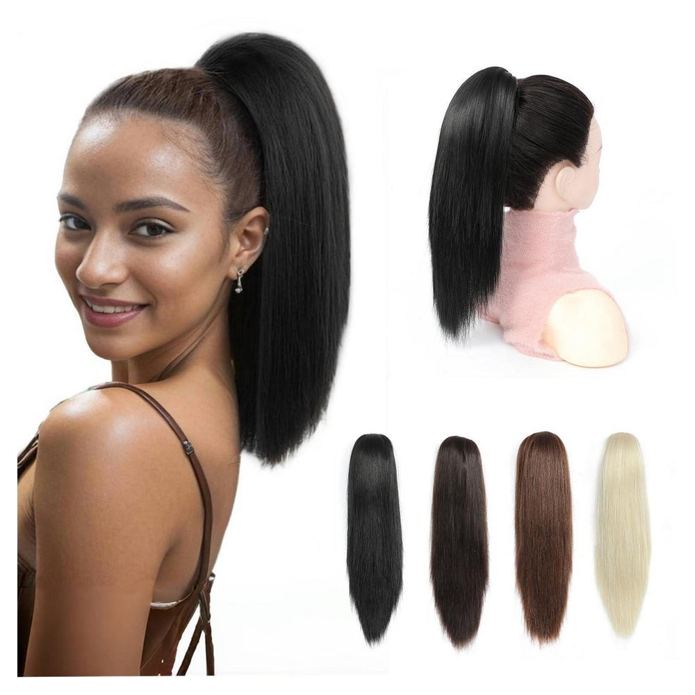Pferdeschwanz Haarverlängerung Extensions Clip Frauen Schwar 1 St