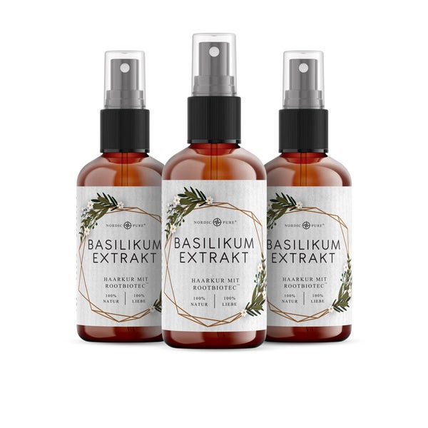 Nordic Pure Basilikum-Extrakt Haarkur mit RootBioTec™ 3x100 ml