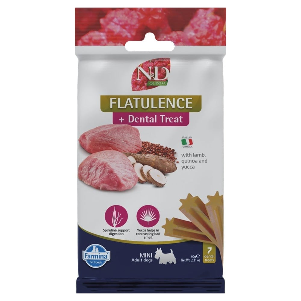 FARMINA N&D Quinoa Dental Treat Flatulence Mini (7 pcs ) Zahnpflege-Leckerli für kleine Hunderassen 0,06 kg