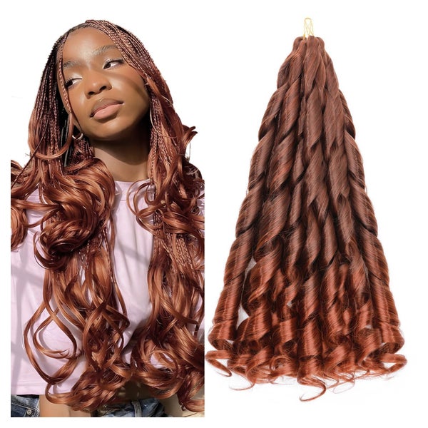 Flechthaar French Curl 60cm Crochet Braids 3 Pack Auburn bis 1 St
