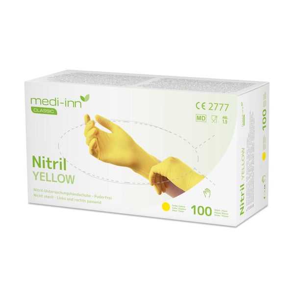 Medi-Inn Nitril Yellow Einmalhandschuhe, gelb, puderfrei, Gr. XL 100 St