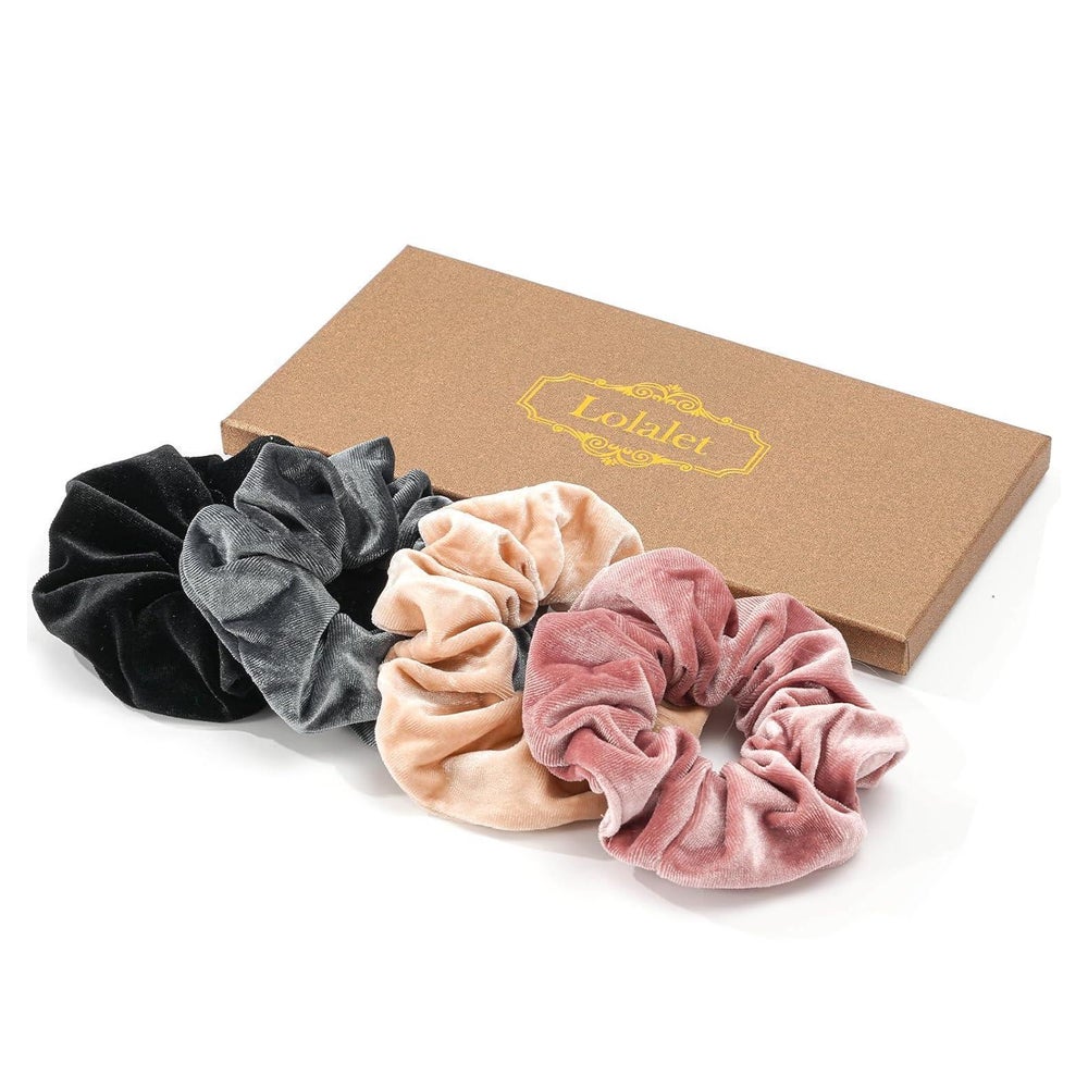 4er Set Velvet Haargummis Scrunchies Damen Mädchen Haarschmu 1 St