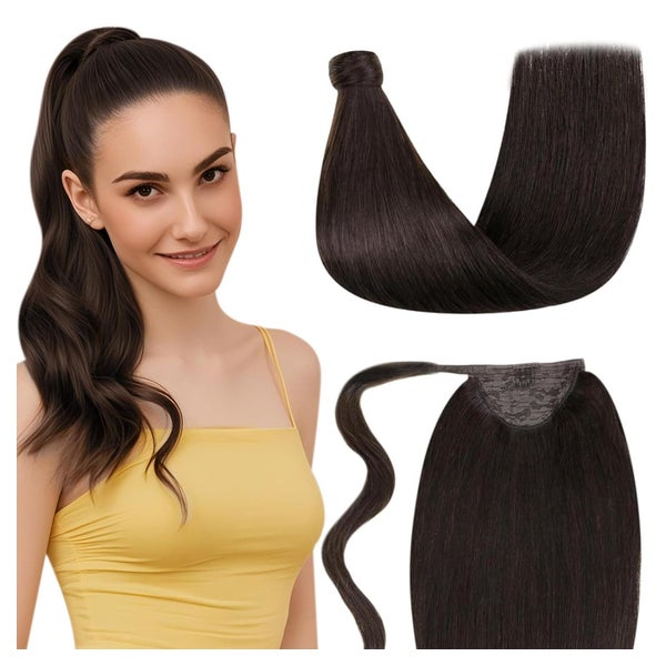 Extensions Zopf Echthaar Dunkelbraun Pferdeschwanz 80g 40 cm 1 St