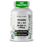 Produktabbildung: XTRA FUEL Vitamin D3 + K2 Tabletten - hochdosierte 20.000 I.E. + 200mcg MK-7 480 St