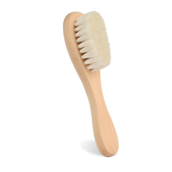 Aolso Baby-Haarbürste extra weich mit Holzgriff und Ziegenhaaren für Neugeborene