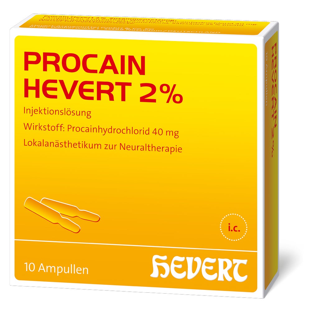 Procain Hevert 2% Injektionslösung Ampullen 10X2 ml
