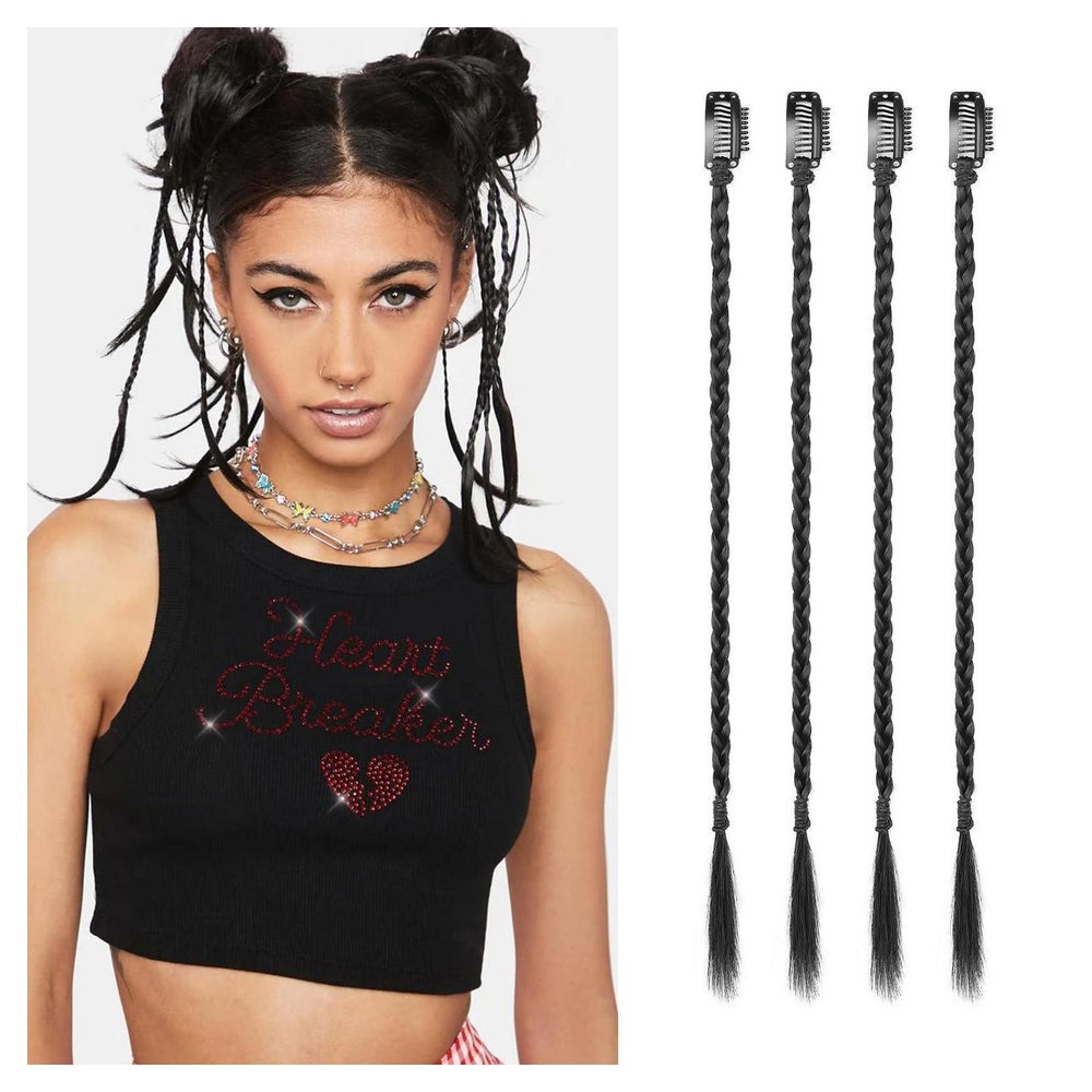 Haarverlängerung Clipin Braid 4PC 35 CM Natürliches Schwarz 1 St