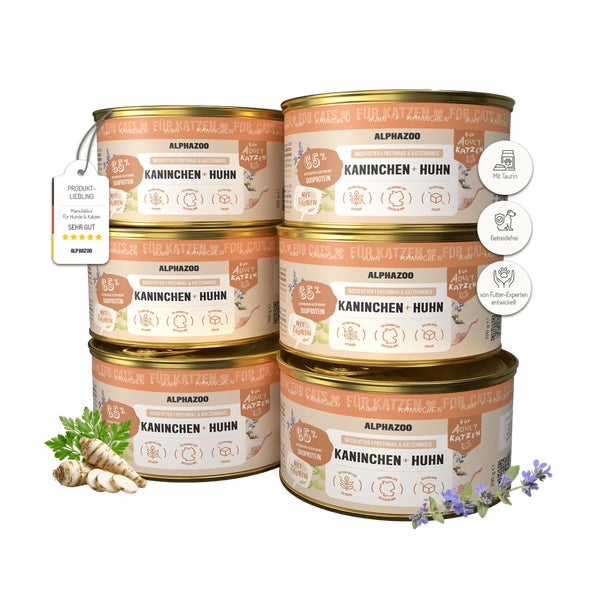 Kaninchen + Huhn Nassfutter für Katze 6er 1200 g