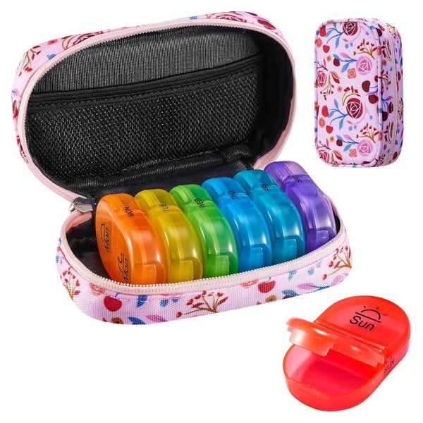 Serfeymi Tablettenbox 7 Tage Medikamenten Organizer Regenbog 1 St