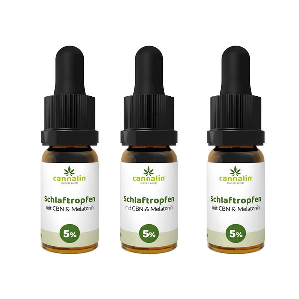 Cannalin - 3x Schlaftopfen mit CBN und Melatonin - 5% 3x10 ml