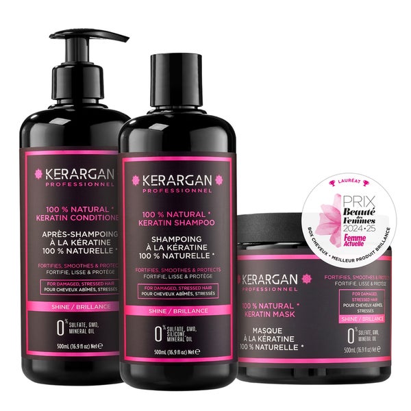 Kerargan - Trio Shampoo, Spülung & Maske mit Keratin 1500 ml