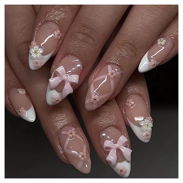 Kunstnägel Press On Almond Kurz 24 Stück Set Pink 1 1 St