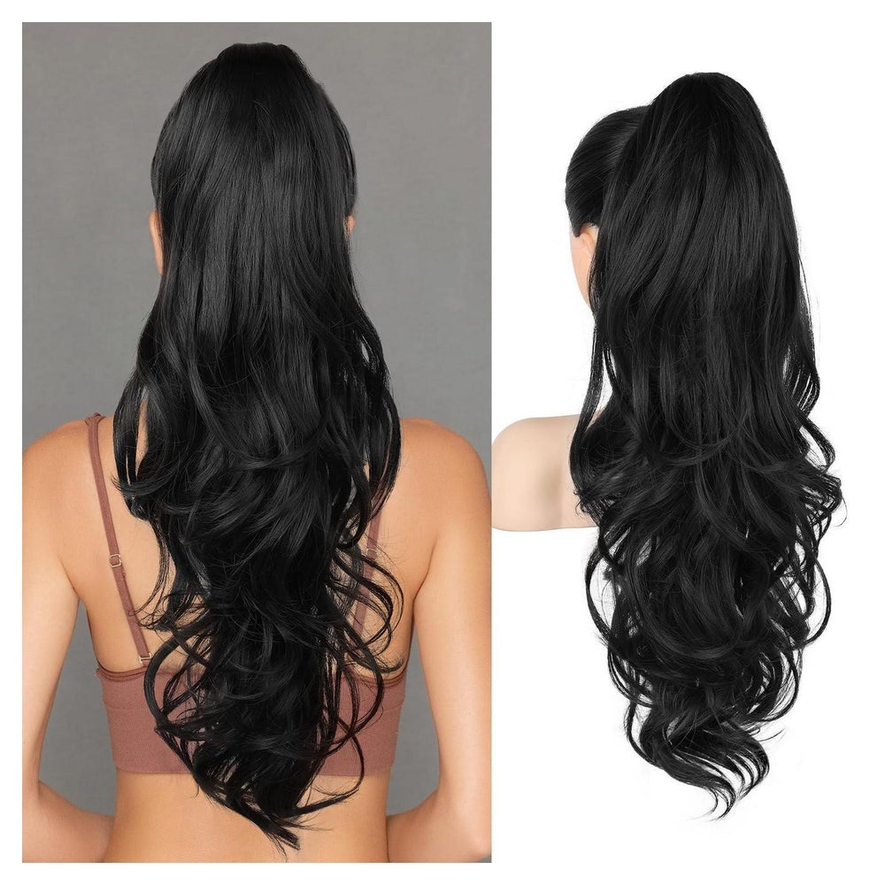 Pferdeschwanzverlängerung Haarteil Clipin Locken 66 CM Natur 1 St