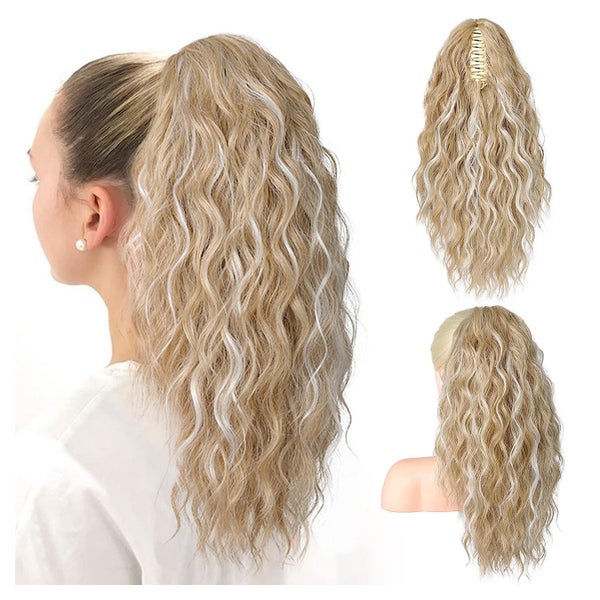 Pferdeschwanz Haarteil Ponytail Clip Aschblond mit Strähnche 1 St