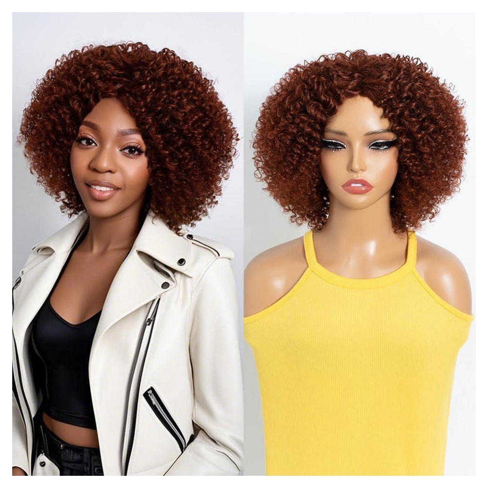 Perücke curly Bob Echthaar 180 Dichte keine Spitze 35 cm 33A 1 St