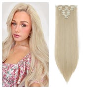 Haarteile Clip in Extensions 66 cm Mittelblond Hell-Lichtblo 1 St