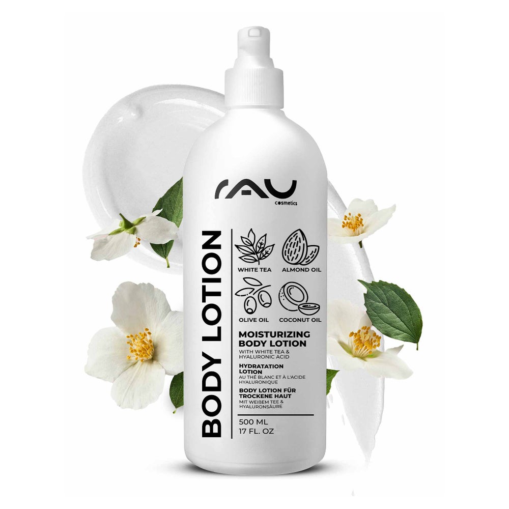 Bodylotion für trockene Haut 500 ml mit Hyaluron, Weißer Tee...