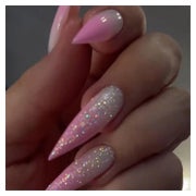 Press On Nails Lang Stiletto Milky Weiß Ombre Rosa Glitzer A 1 St