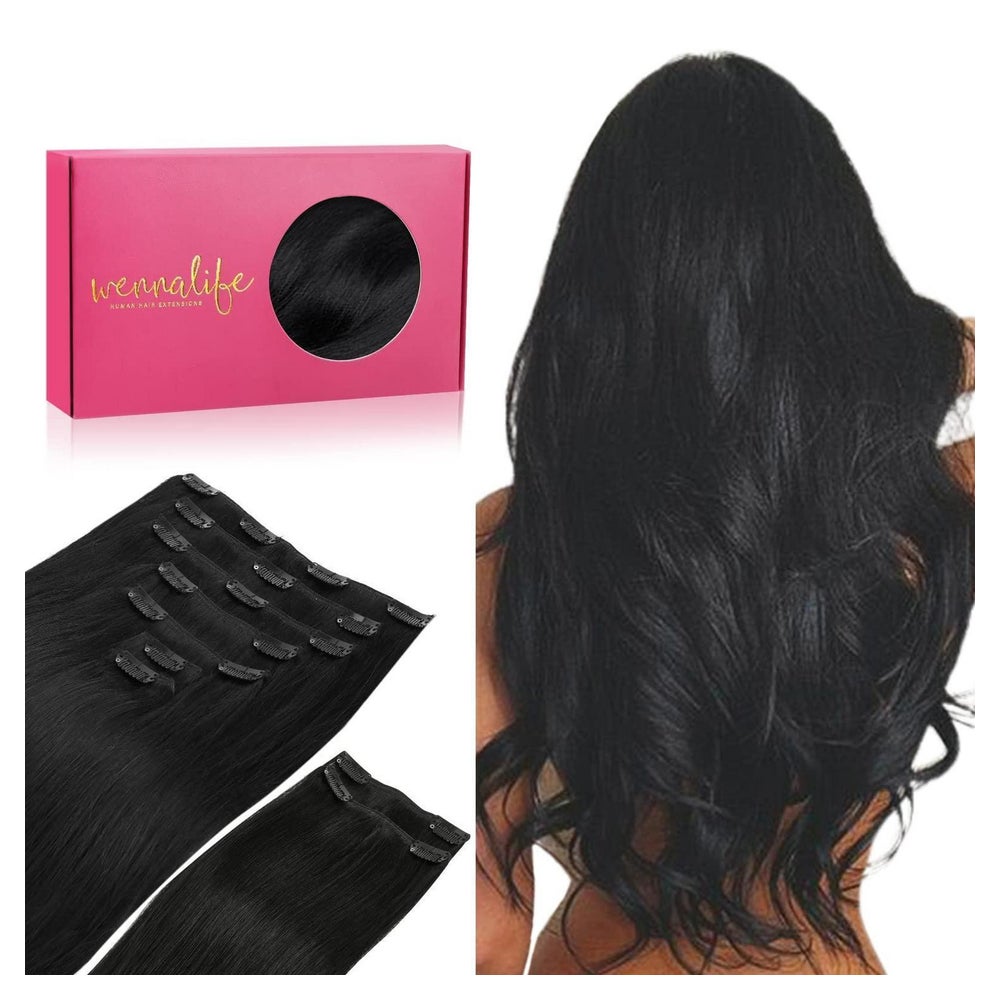 Clip In Extensions Echthaar Remy 9pcs 40cm-150g Schwarz 1 St