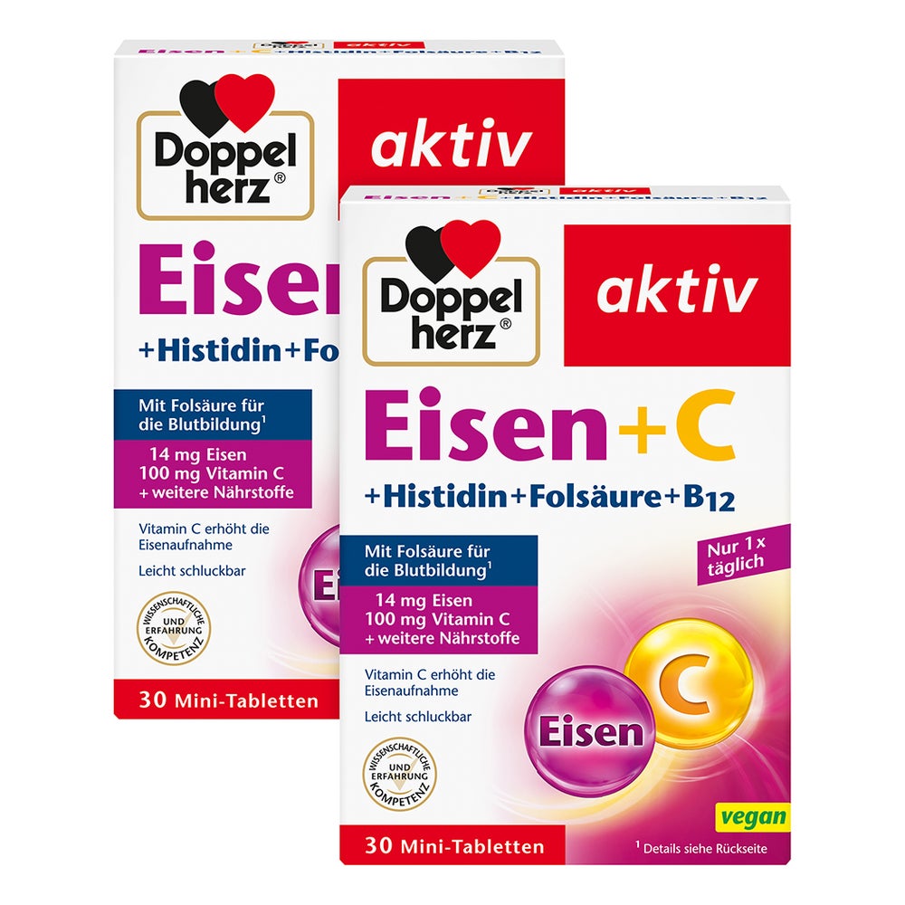 Doppelherz® aktiv Eisen+C+Histidin+Folsäure Doppelpack 2X30 St