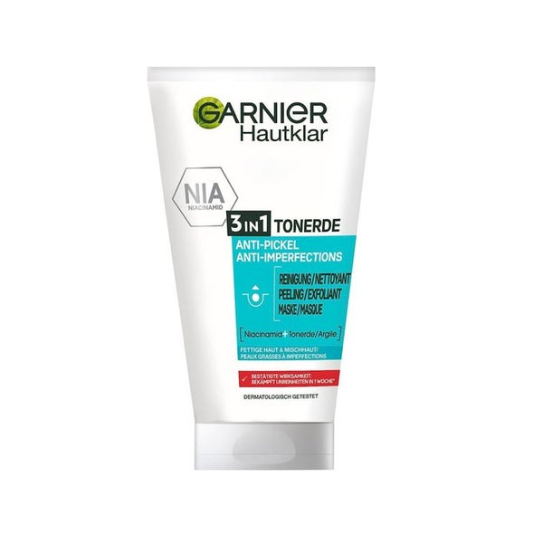 Garnier Hautklar 3 in 1 Gesichtsreinigung für unreine Haut, Reinigung, Peeling und Maske 150 ml