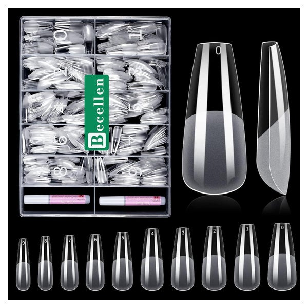 Nageltips 500 Coffin Fullcover Prebuff Gelnägel Kleber Balle 1 St