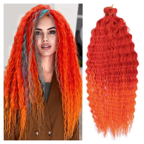 Häkelzöpfe Twist Locken Welle 22Zoll Kupferrot Orange Ombre 1 St