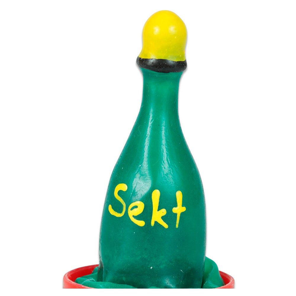 Scherzkondom «Sekt» – Handbemalt, Spritziges Party-Geschenk (1 Stück) 1 St
