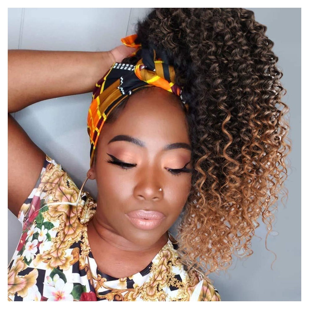 Pferdeschwanz Haarteil Clip In Afro Kinky Curly 41cm Ombre b 1 St