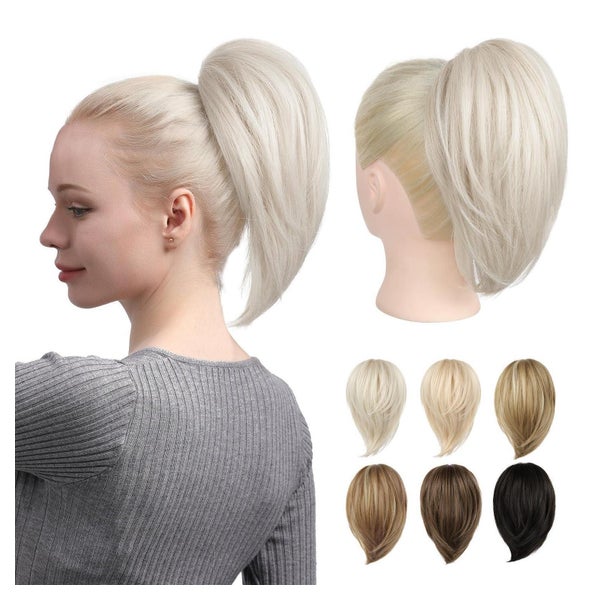 Ponytail Haarteil Dutt Haarkralle Pferdeschwanz Damen Platin 1 St