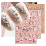 Nagelsticker 3D Blumen und Blätter selbstklebend 4 Blatt für 1 St