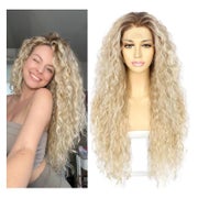 Perücke lockig Lacefront synthetisch 13x3 26inch Damen Blond 1 St