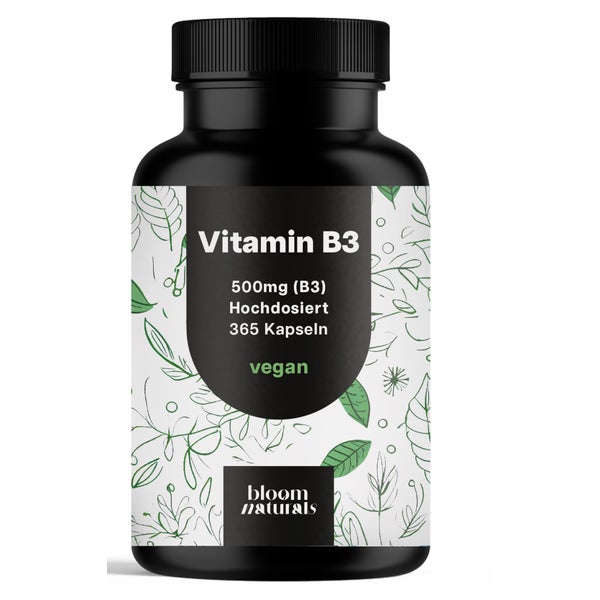 Vitamin B3 Niacinamid 500mg - 365 Kapseln - Bloom Naturals 365 St