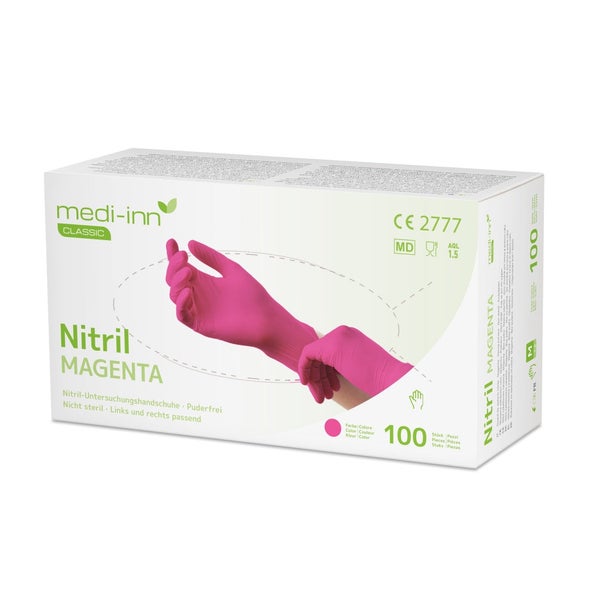 Medi-Inn Nitril Magenta Einmalhandschuhe, puderfrei, Gr. S 100 St
