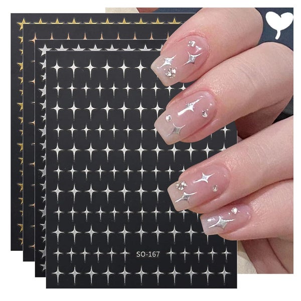 Nagelsticker bunte Sterne 12 Blatt selbstklebend Silber Nage 1 St