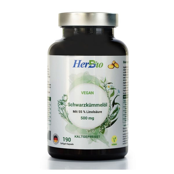 HerbBio Schwarzkümmelöl Kapseln Vegan 500mg