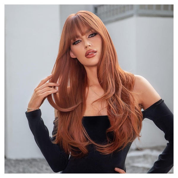 Perücken Frauen lang Pony Synthetik Rotbraun Honigblond0281 1 St
