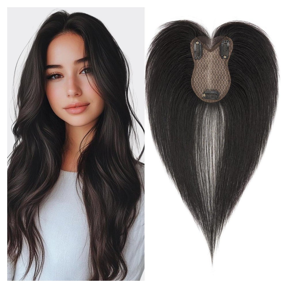Toupet Damen Echthaar Remy 27cm (Seitenpony) #1B Natürliches 1 St