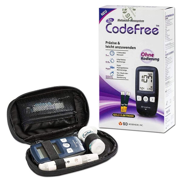 CodeFree Blutzuckermessgerät Set mit Teststreifen, Diabetes-Set mg/dL 1 St