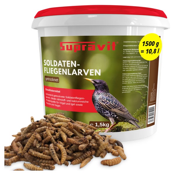 Supravit Soldatenfliegenlarven für Vögel & Igel 1,5kg 1500 g